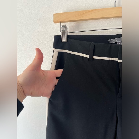 Vince Black with White Stripe Wool Blend Tuxedo Pants Size 2 - Picture 3 of 7